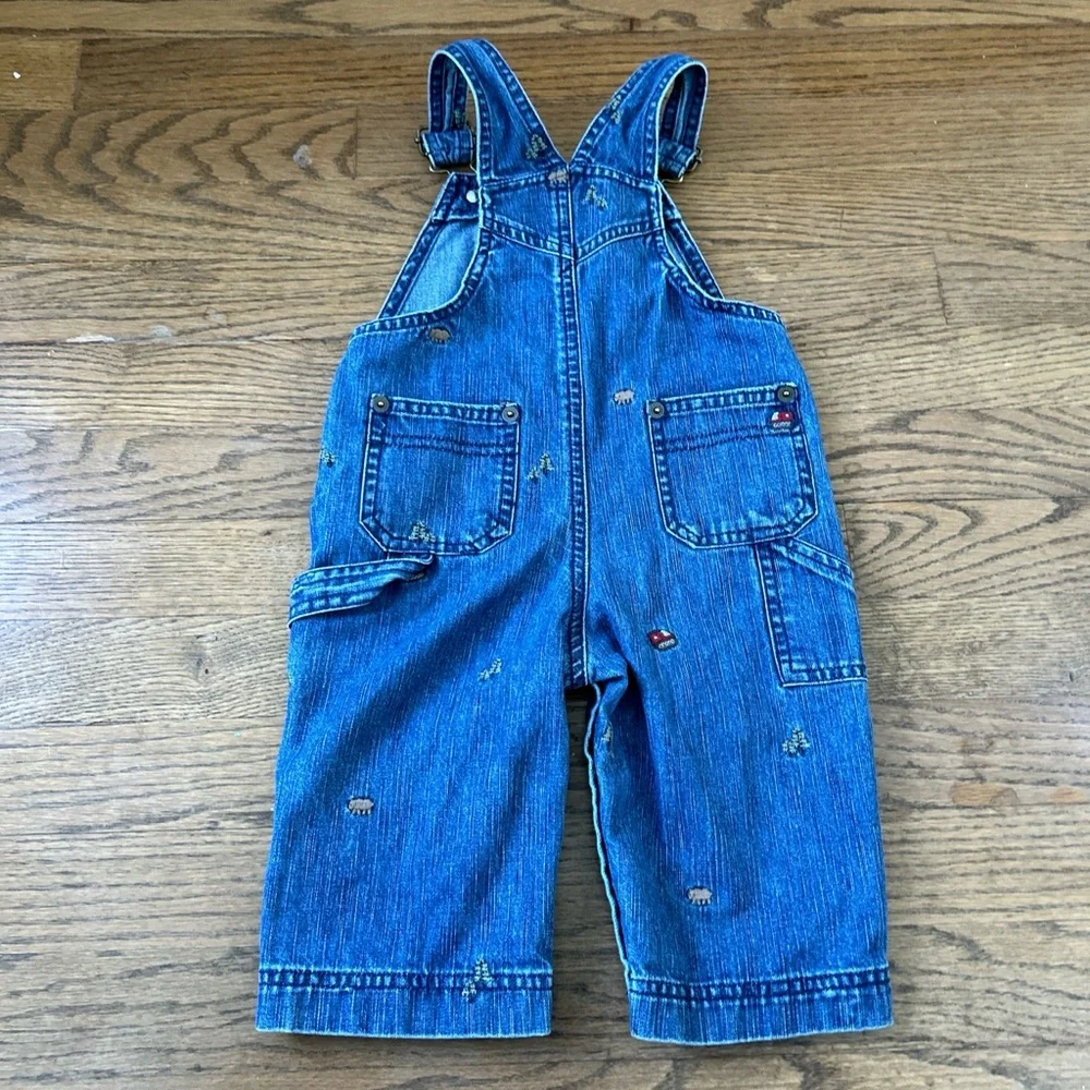 Vintage Gymboree in the forest denim overalls baby boys jean Size 6-12m